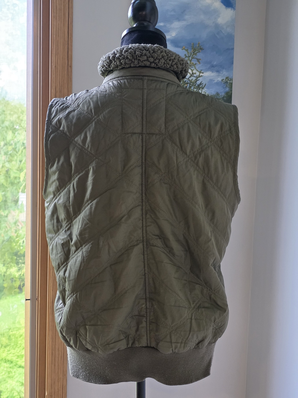 Olive green fleece- lined Esla vest from prAna, Women's Large - Picture 3 of 10